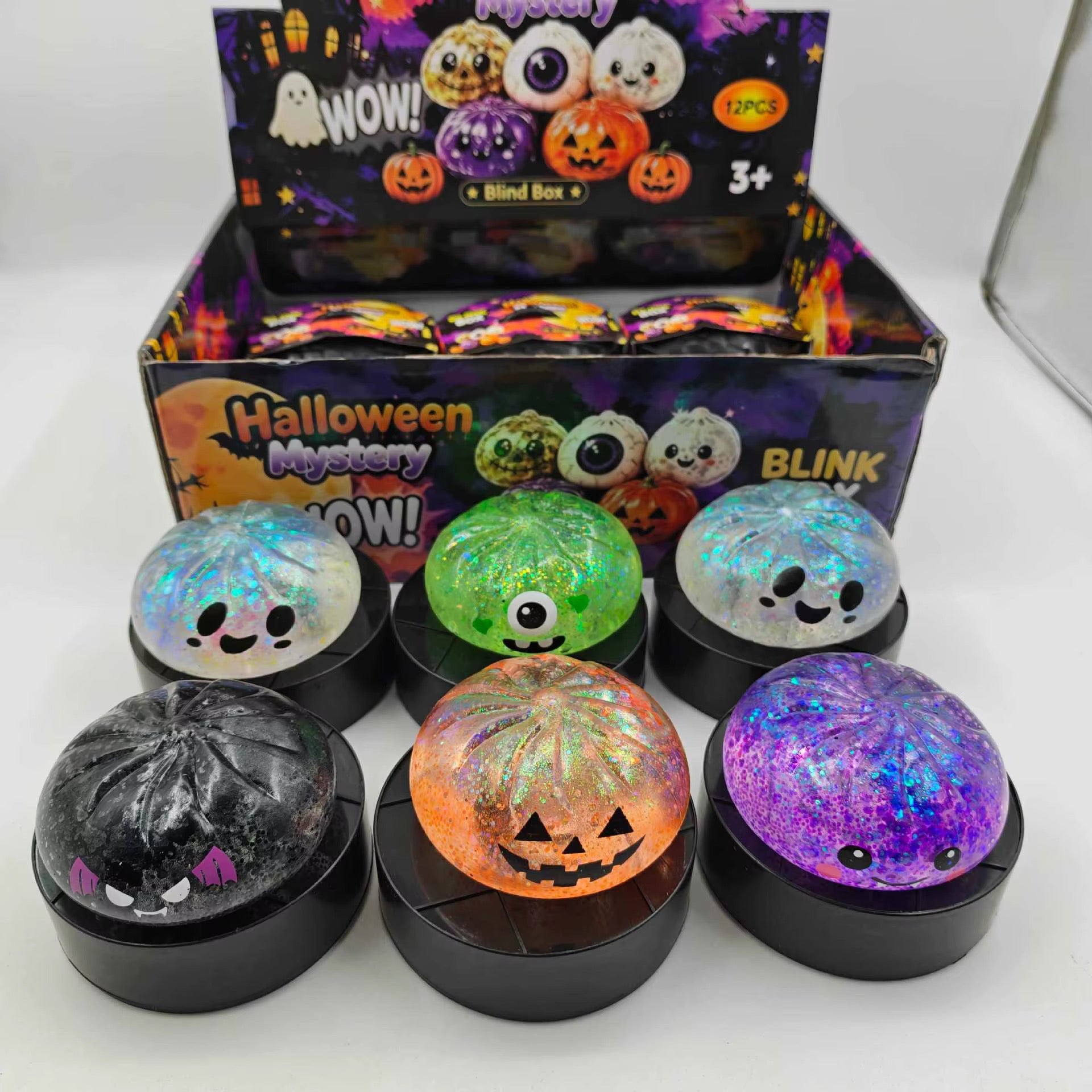 Halloween Luminous Buns Shape Soft Toy Glitter Color Dumpling Fingertip Sensory Mysterious Squeeze Toy
Pressure Ball