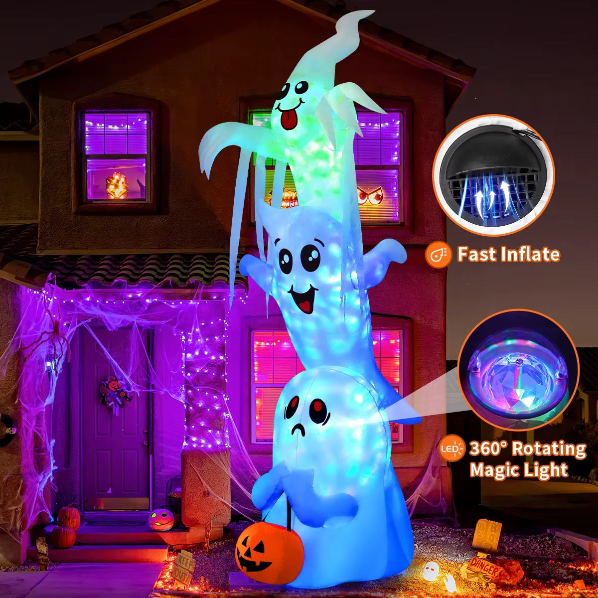 Halloween Inflatables 9.8 FT Inflatable Ghost Scary Blow up Ghost Outdoor Halloween Decorations
Clearance with Built-in LEDs