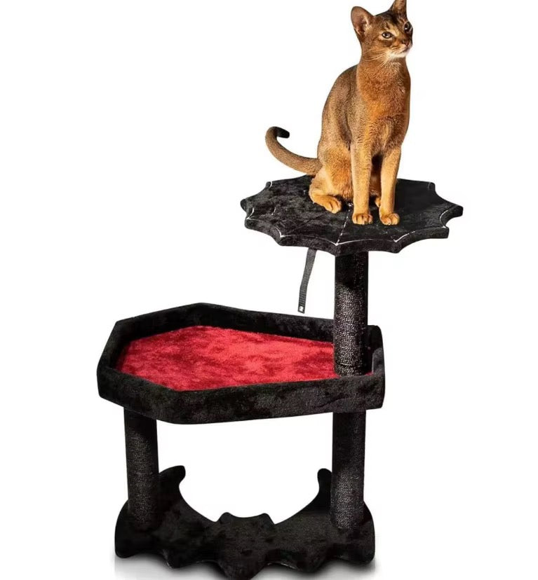 Gothic Bat Shaped Two-Tier Cat Tree Black Spider Web Plush Perches Red Lined Lounge Full Sisal Scratching
Posts Halloween Decor