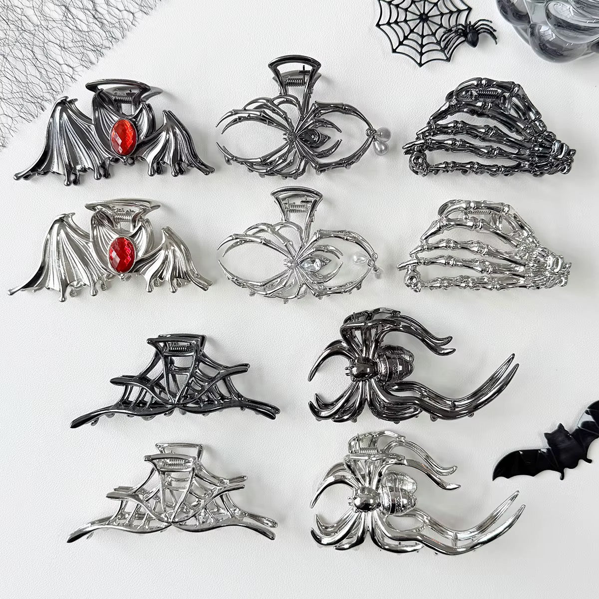 Gothic Large Metal Spider Net Ghost Hand Hair Claw Clips for Women and Girls Skeleton Spooky Halloween
Hair Styling Accessories