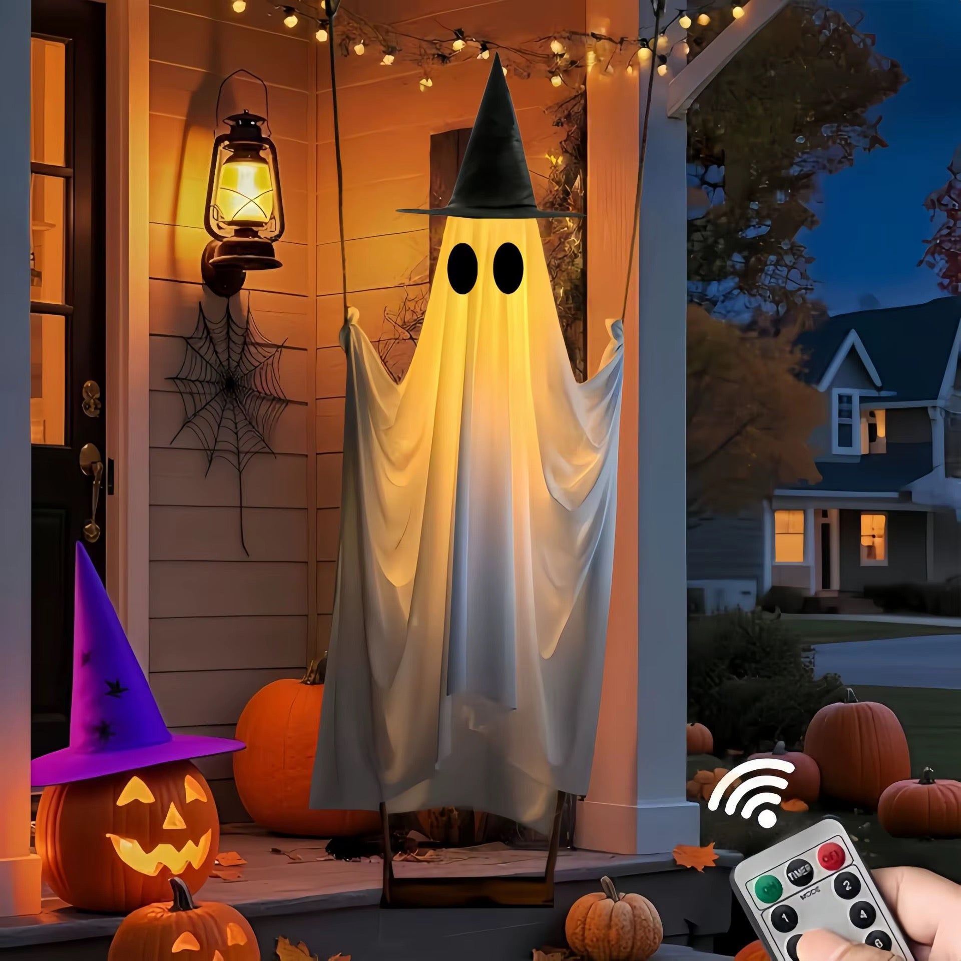 Halloween Hanging Swing Ghost Decoration Hanging Swing Ghost Cute Glowing Outdoor Decor Holiday Party Decoration