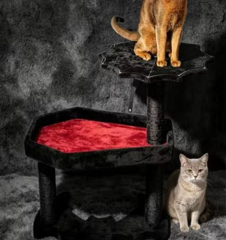 Gothic Bat Shaped Two-Tier Cat Tree Black Spider Web Plush Perches Red Lined Lounge Full Sisal Scratching
Posts Halloween Decor