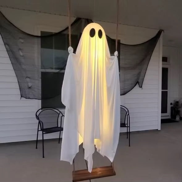 Halloween Hanging Swing Ghost Decoration Hanging Swing Ghost Cute Glowing Outdoor Decor Holiday Party Decoration