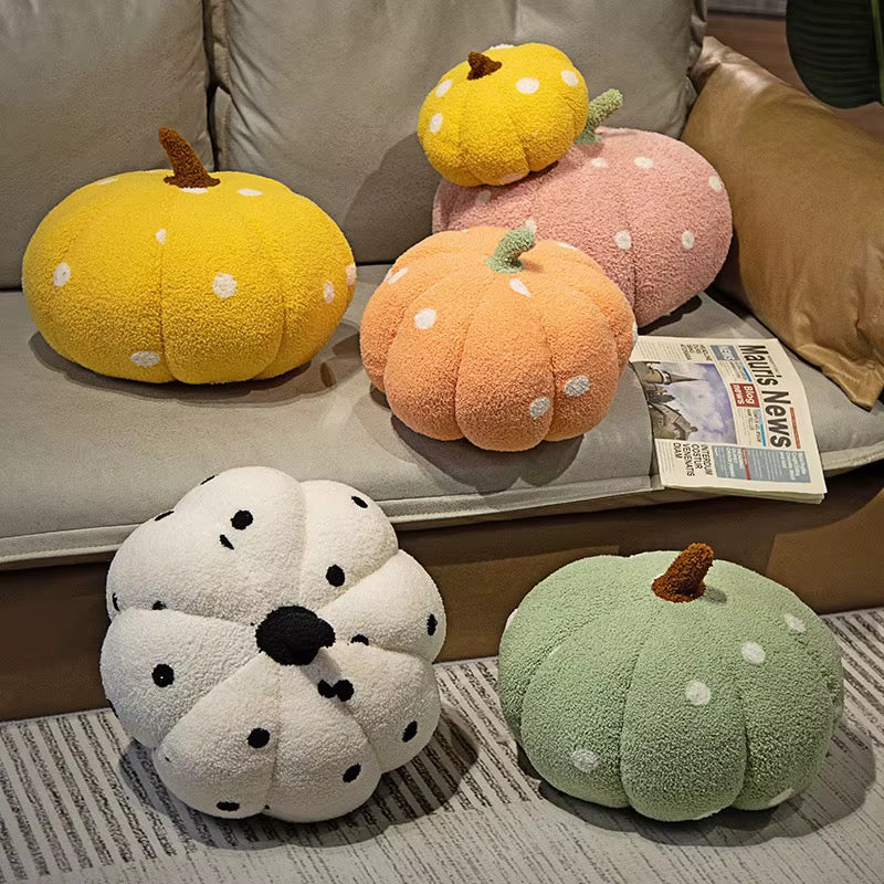 Halloween 20cm 28cm 35 cm Polka Dot Pumpkin Shaped Home Decor Pillows Soft Comfy Teddy Velvet Cushion
Pillow