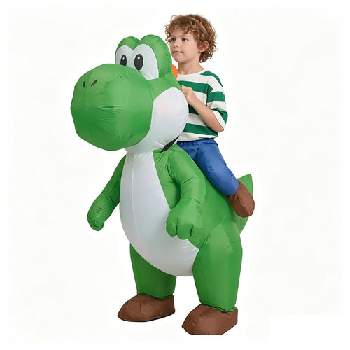 Kids Ride on Dino Halloween Inflatable Costume Green Cartoon Dinosaur