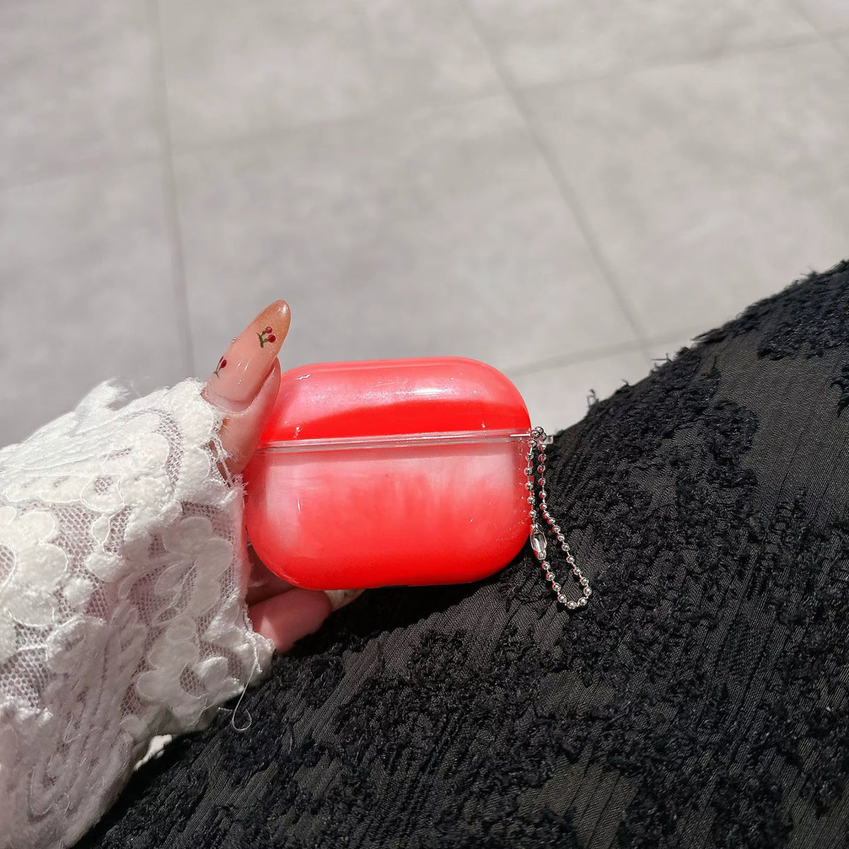 Stylish Lightweight AIRPOD Case Luminous Quicksand Design Eco-Friendly Anti-Lost Features Keychain