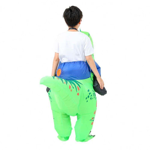 Child Green Dinosaur Riding T-Rex Air Blow-up Suit