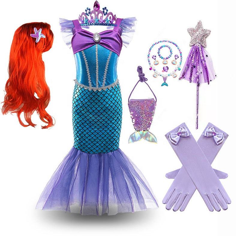 Little Girls Mermaid Princess Costume for Girls