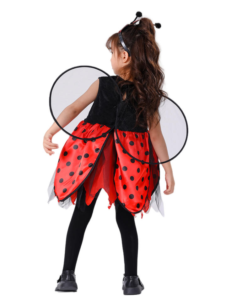 Girls Ladybird Little Bee Costume With Headband and Wings Children Animal