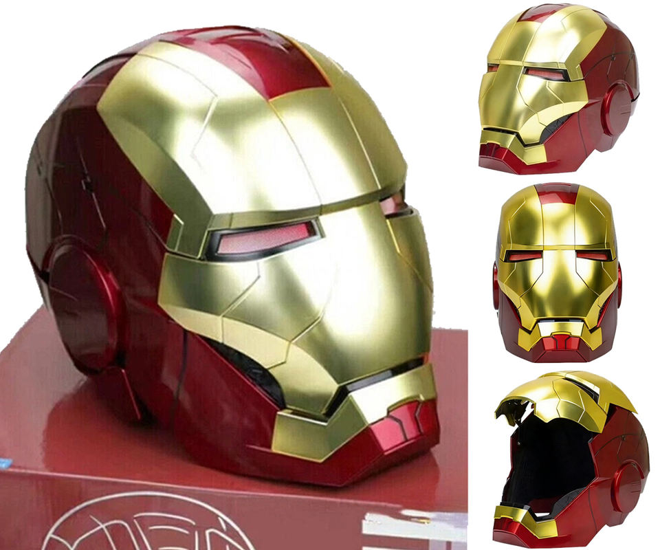 Iron Man Helmet Jarvis 1:1 Collectible MK5 Smart Mask Voice-Controlled 3-in-1 Technology Light-Up Matte Gold