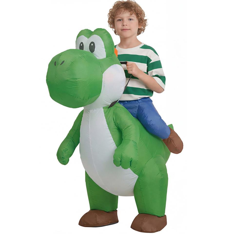Kids Ride on Dino Halloween Inflatable Costume Green Cartoon Dinosaur