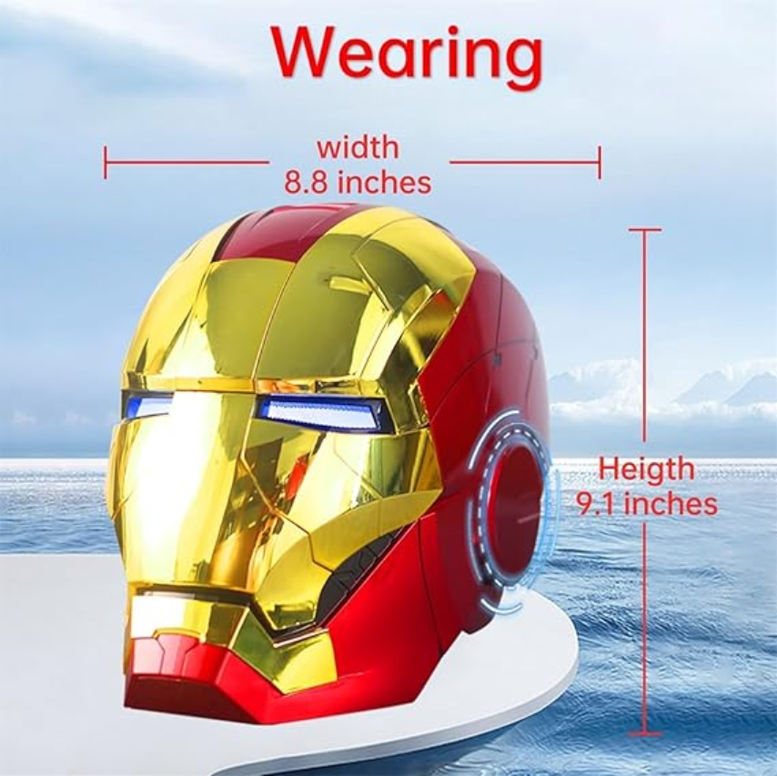 Iron Man Helmet Jarvis 1:1 Collectible MK5 Smart Mask Voice-Controlled 3-in-1 Technology Light-Up Matte Gold