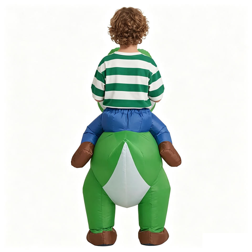 Kids Ride on Dino Halloween Inflatable Costume Green Cartoon Dinosaur
