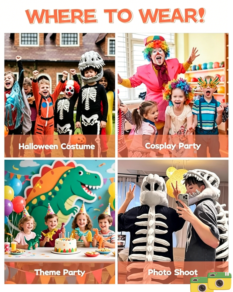 Wholesale Dinosaur Skeleton Plush Toy Costume Cozy 3D Spinosaurus Outfit Wearable Cuddly Toy for Dress up Play Halloween Costume