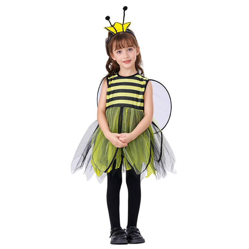 Girls Ladybird Little Bee Costume With Headband and Wings Children Animal