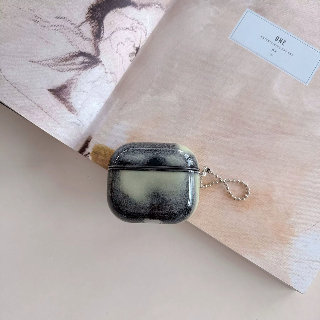 Stylish Lightweight AIRPOD Case Luminous Quicksand Design Eco-Friendly Anti-Lost Features Keychain