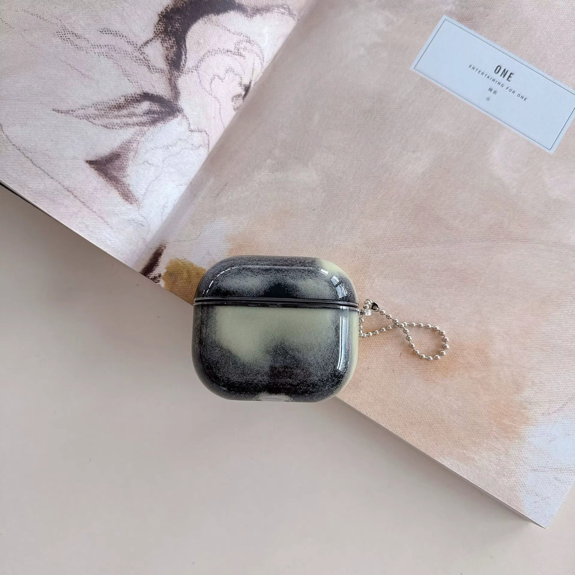 Stylish Lightweight AIRPOD Case Luminous Quicksand Design Eco-Friendly Anti-Lost Features Keychain