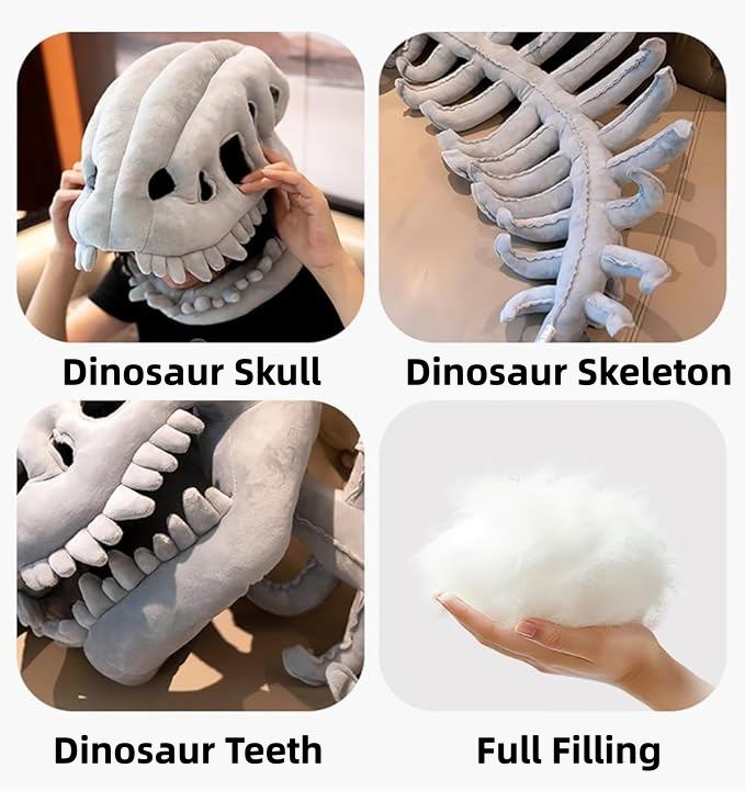 Wholesale Dinosaur Skeleton Plush Toy Costume Cozy 3D Spinosaurus Outfit Wearable Cuddly Toy for Dress up Play Halloween Costume