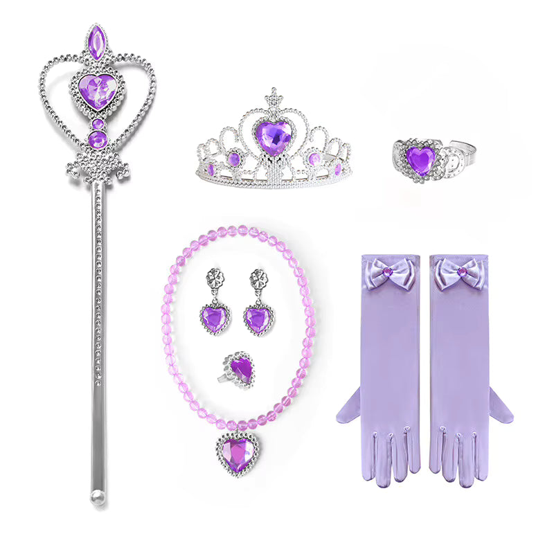 Magic Princess Dress Long Hair Bowknot Girl Costume Play Set Halloween