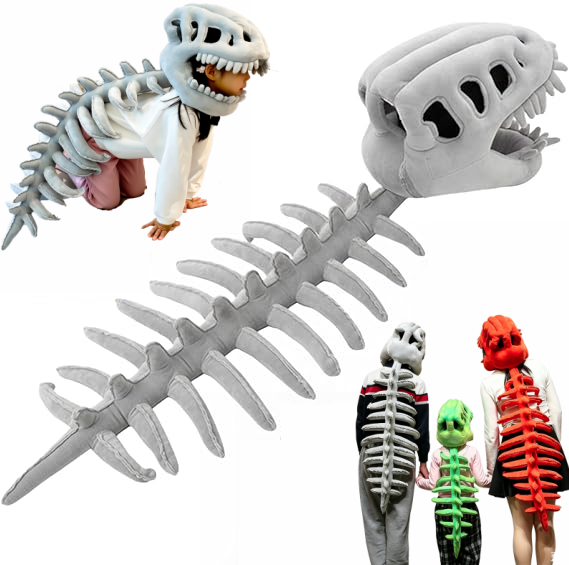 Wholesale Dinosaur Skeleton Plush Toy Costume Cozy 3D Spinosaurus Outfit Wearable Cuddly Toy for Dress up Play Halloween Costume