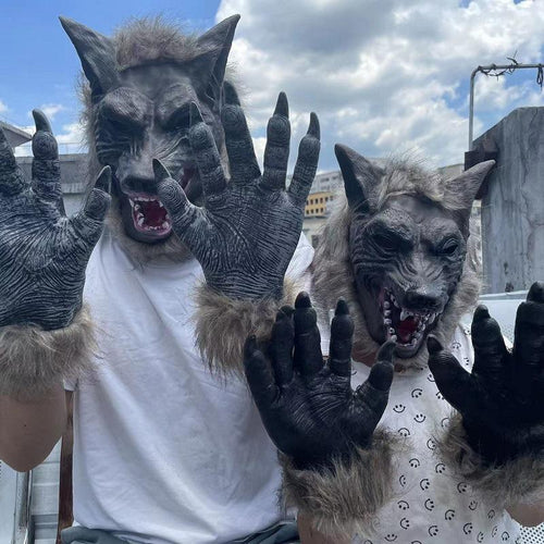 Halloween Horror Animal Wolf Head Mask for Halloween And Claws Gloves