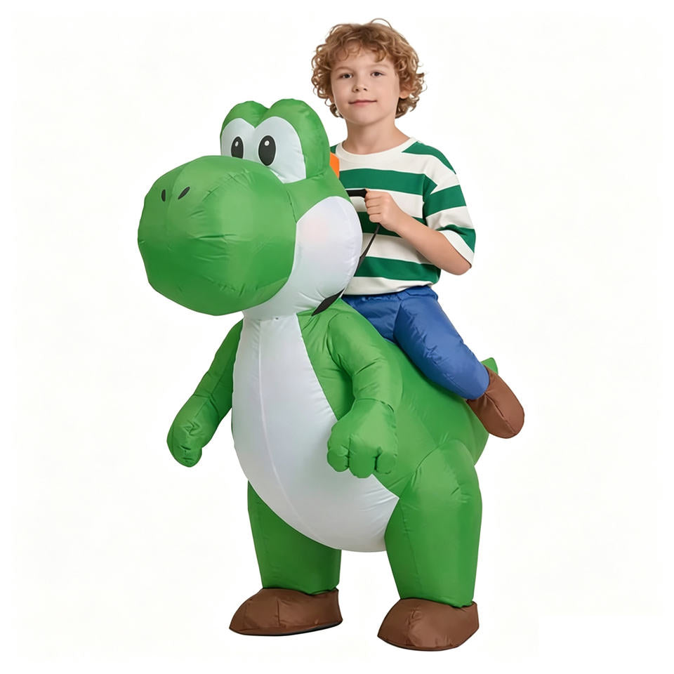 Kids Ride on Dino Halloween Inflatable Costume Green Cartoon Dinosaur