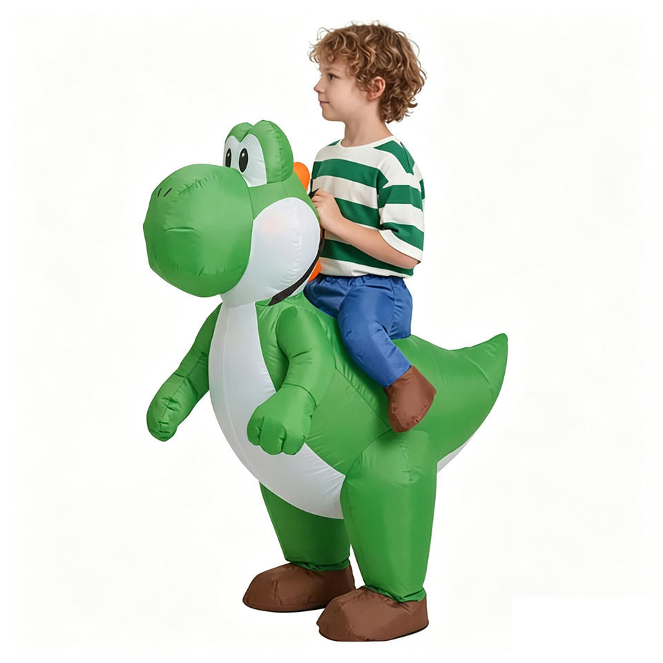 Kids Ride on Dino Halloween Inflatable Costume Green Cartoon Dinosaur