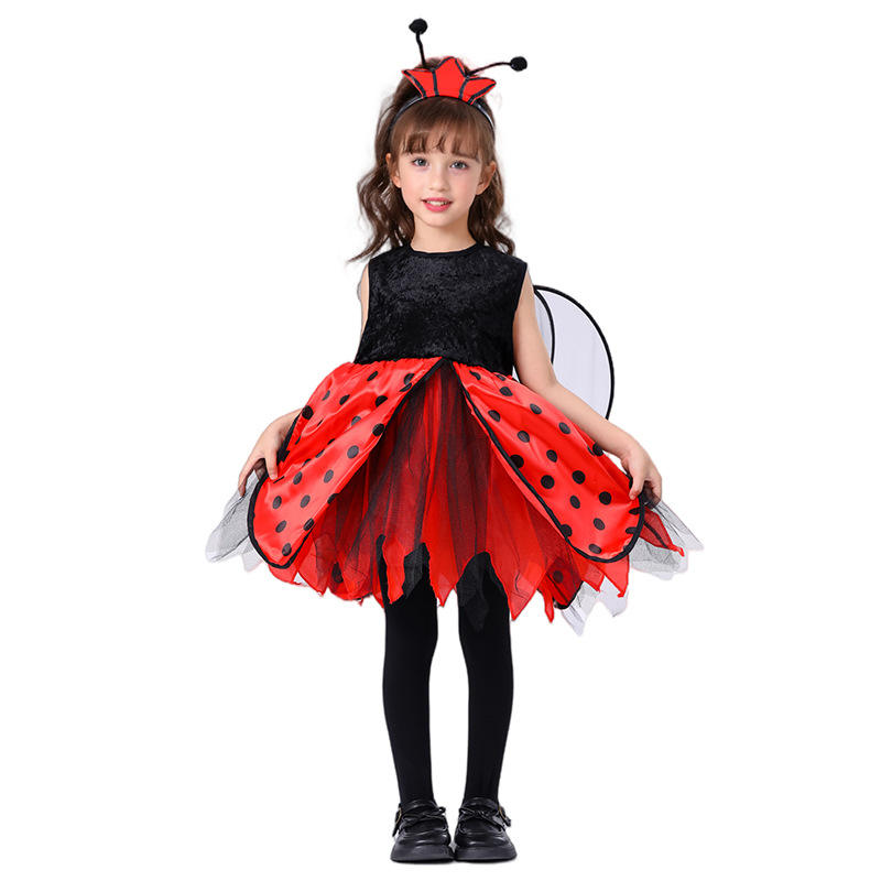 Girls Ladybird Little Bee Costume With Headband and Wings Children Animal