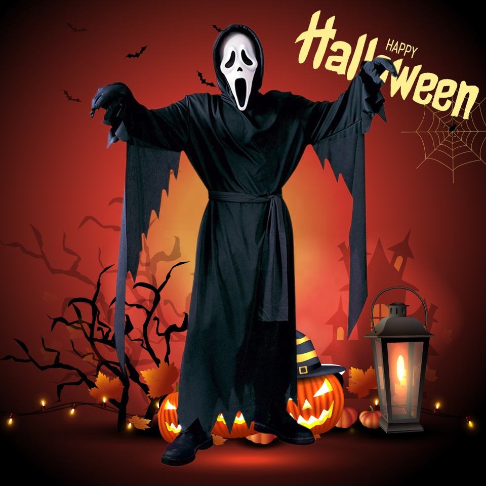 Halloween Party Devil May Cry Scream of the Dark God Cosplay Ghost Adult Scary Dark Reaper Costume