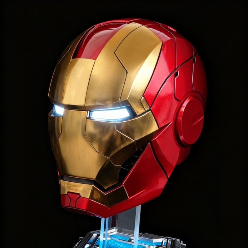 Iron Man Helmet Jarvis 1:1 Collectible MK5 Smart Mask Voice-Controlled 3-in-1 Technology Light-Up Matte Gold