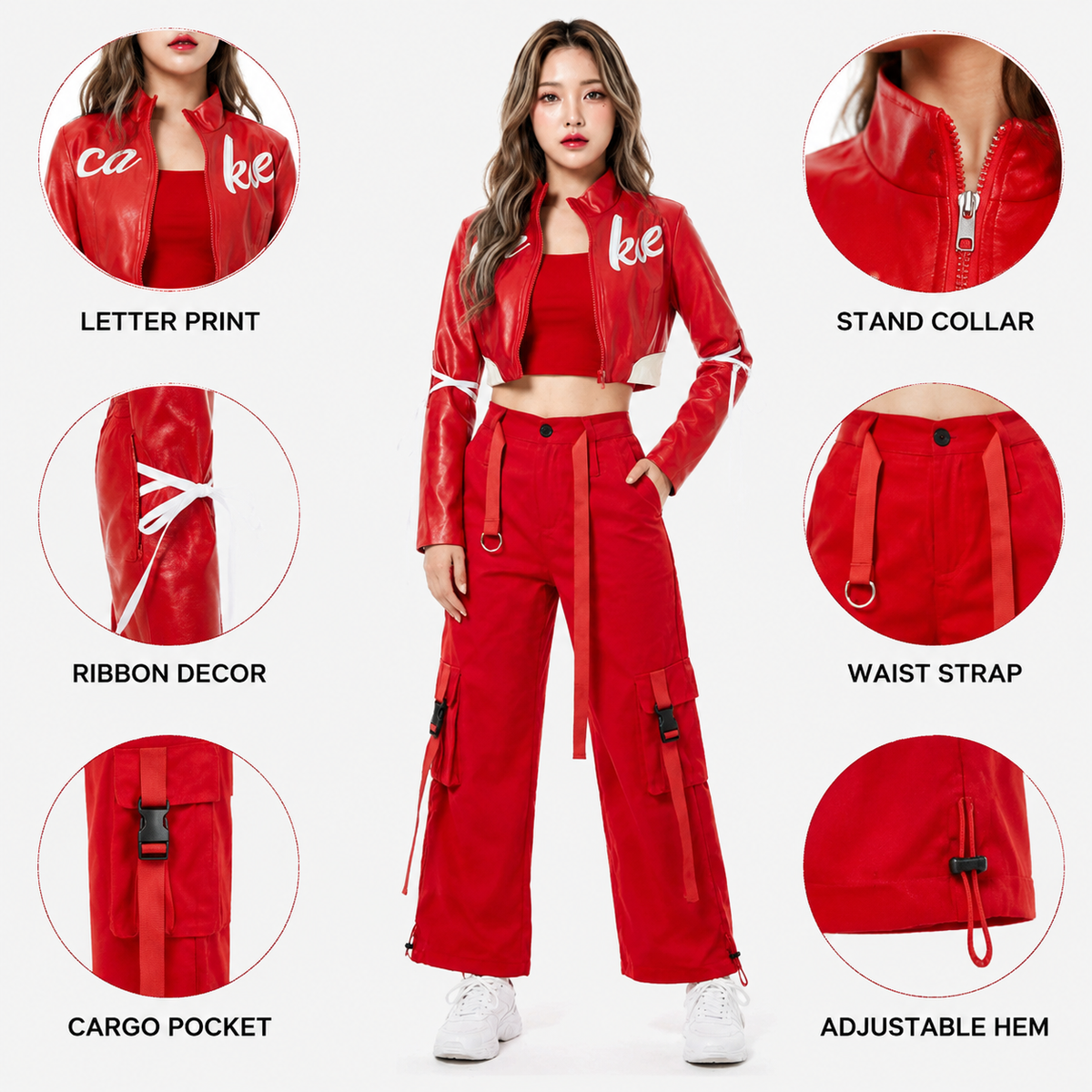 Red Hip Hop Jazz Dance Costume