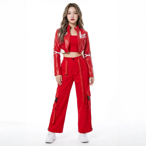 Red Hip Hop Jazz Dance Costume