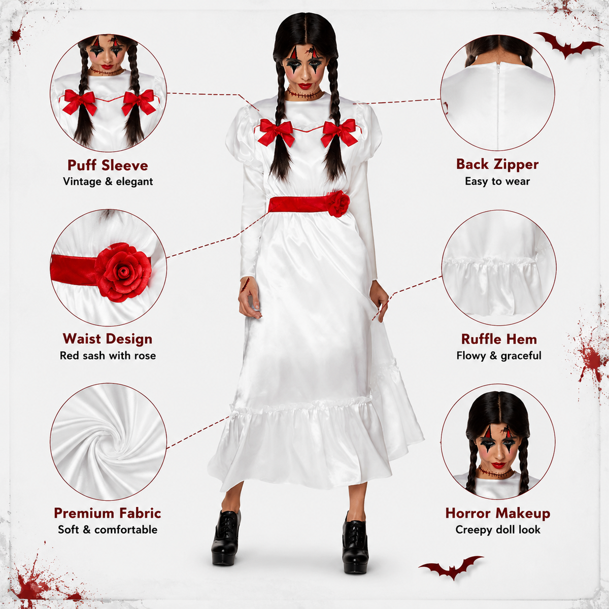 Horror Doll Costume Annabelle Inspired Ghost Bride