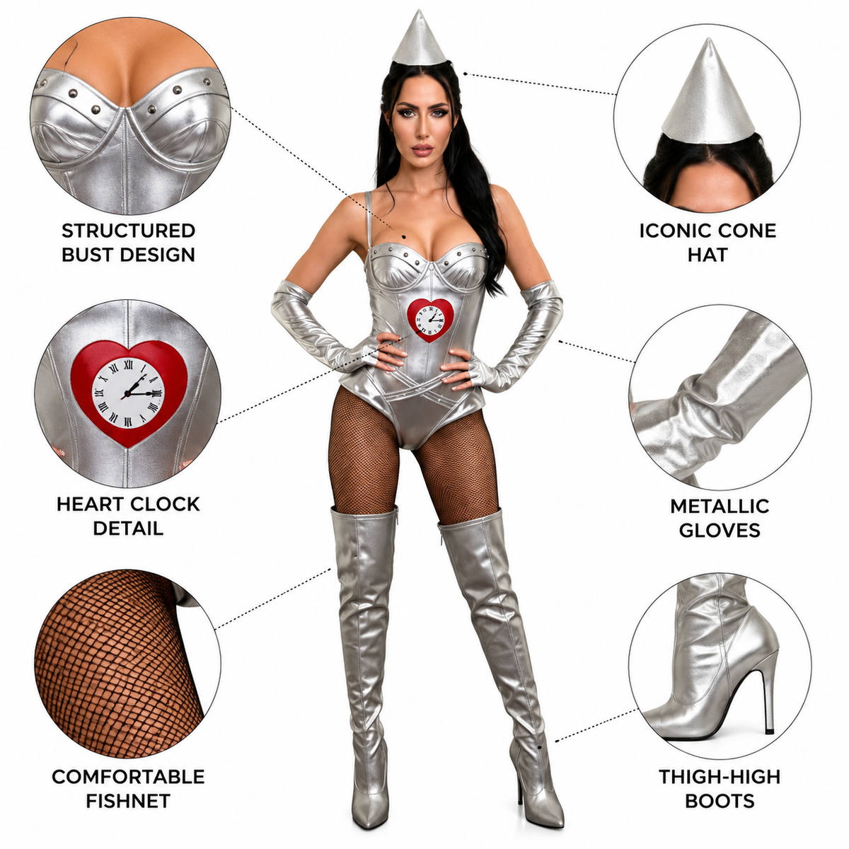 Silver Sci-fi Space Warrior Robot Costume Metallic