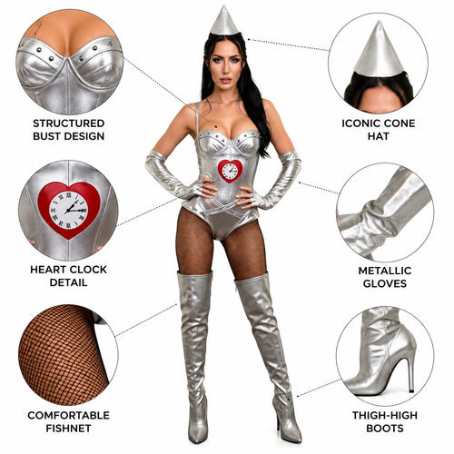 Silver Sci-fi Space Warrior Robot Costume Metallic